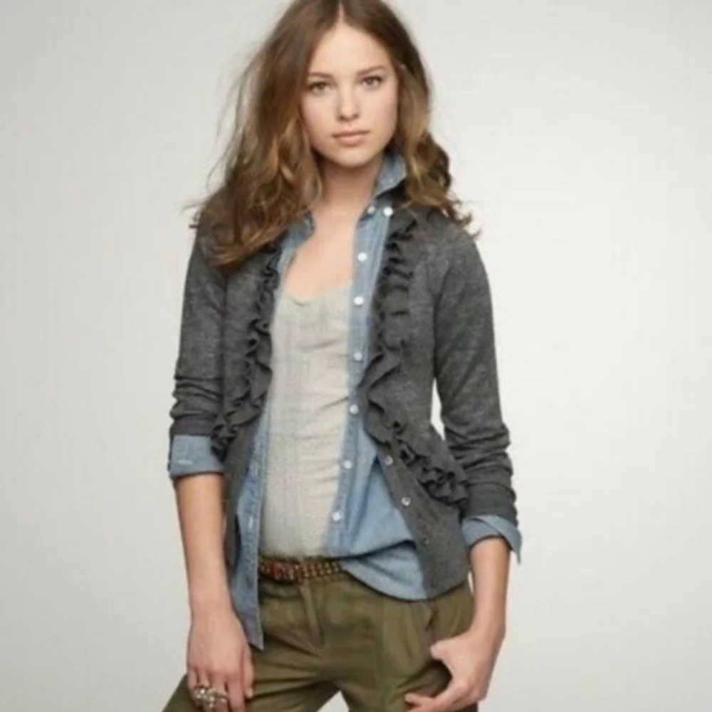 J.Crew ruffled long sleeve cardigan
